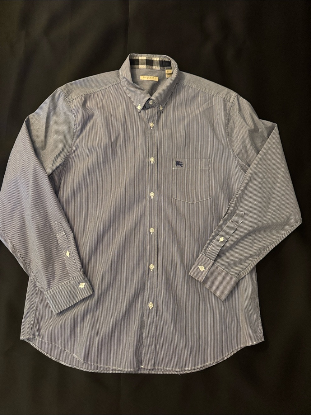 Burberry Brit Striped Button-Up Shirt in Navy & White / XL